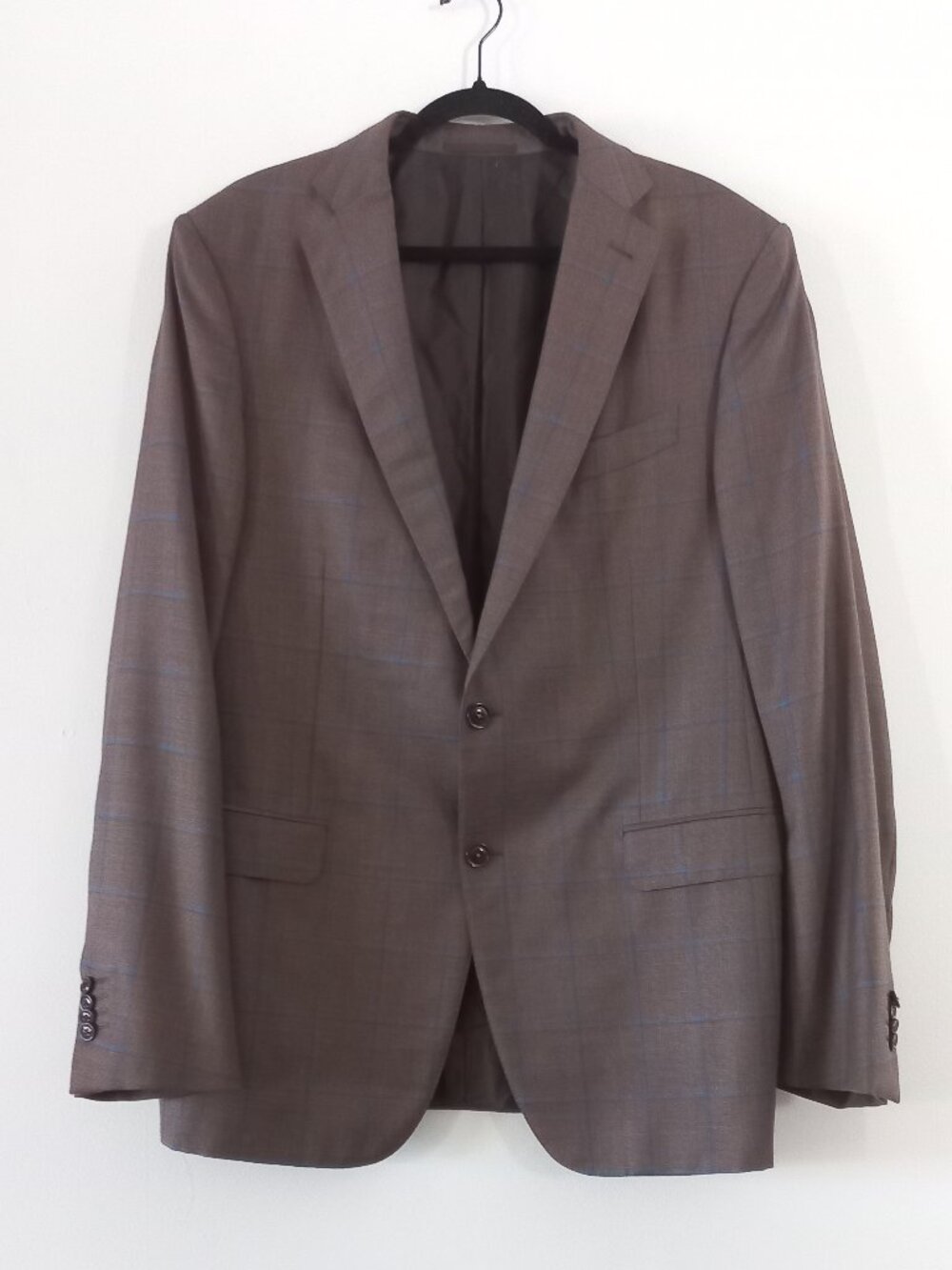 ERMENEGILDO ZEGNA wool/silk brown/blue windowpane check suit jacket